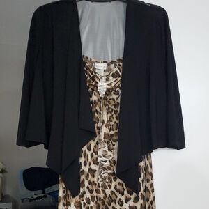 Simply Vera Vera Wang Black and Leopard Print Jacket